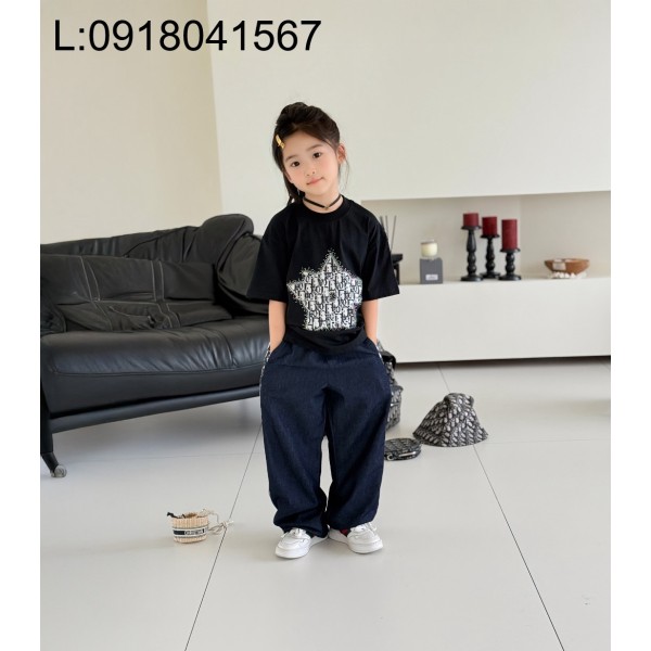 [AC아동복] 디올 큐빅 별 오블리크 반팔티 블랙