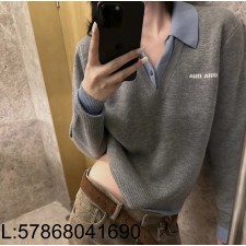 [콜라 셀러] 미우미우 SS25 캐시미어 페이크 레이어링 니트 카라티 / 폴로/ 폴로티 웨이디안 주소