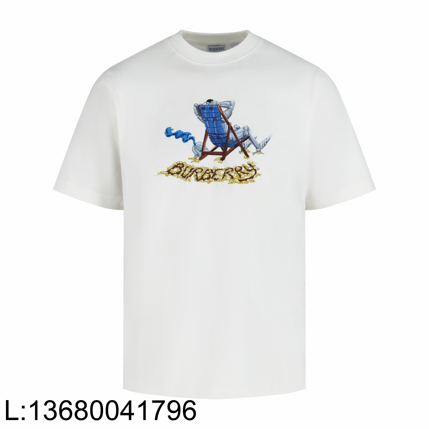 [잔디집2] 버버리 비치 선베드 프린트 반팔티 화이트