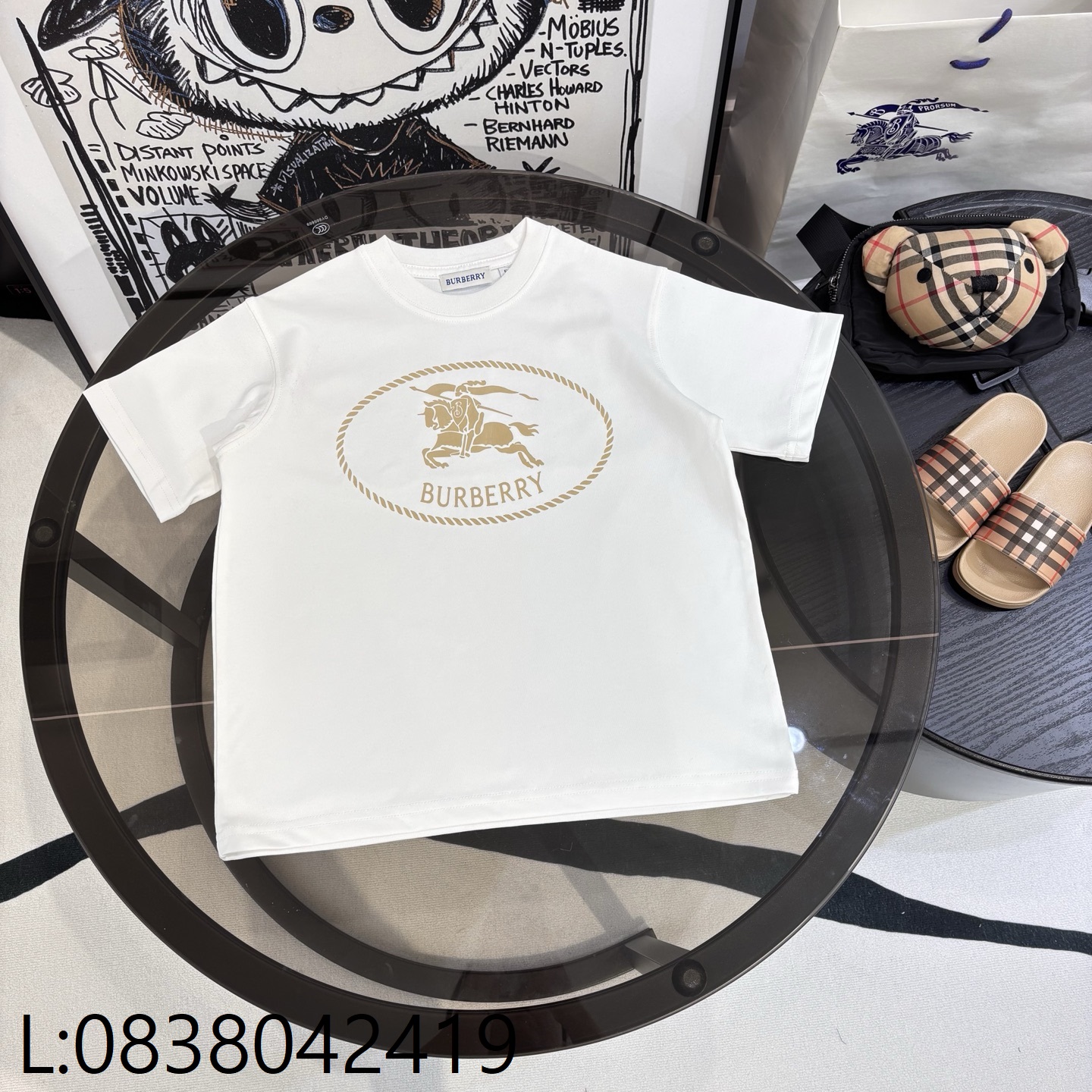 [AC아동복] 버버리 EKD 승마 프린트 반팔티 화이트