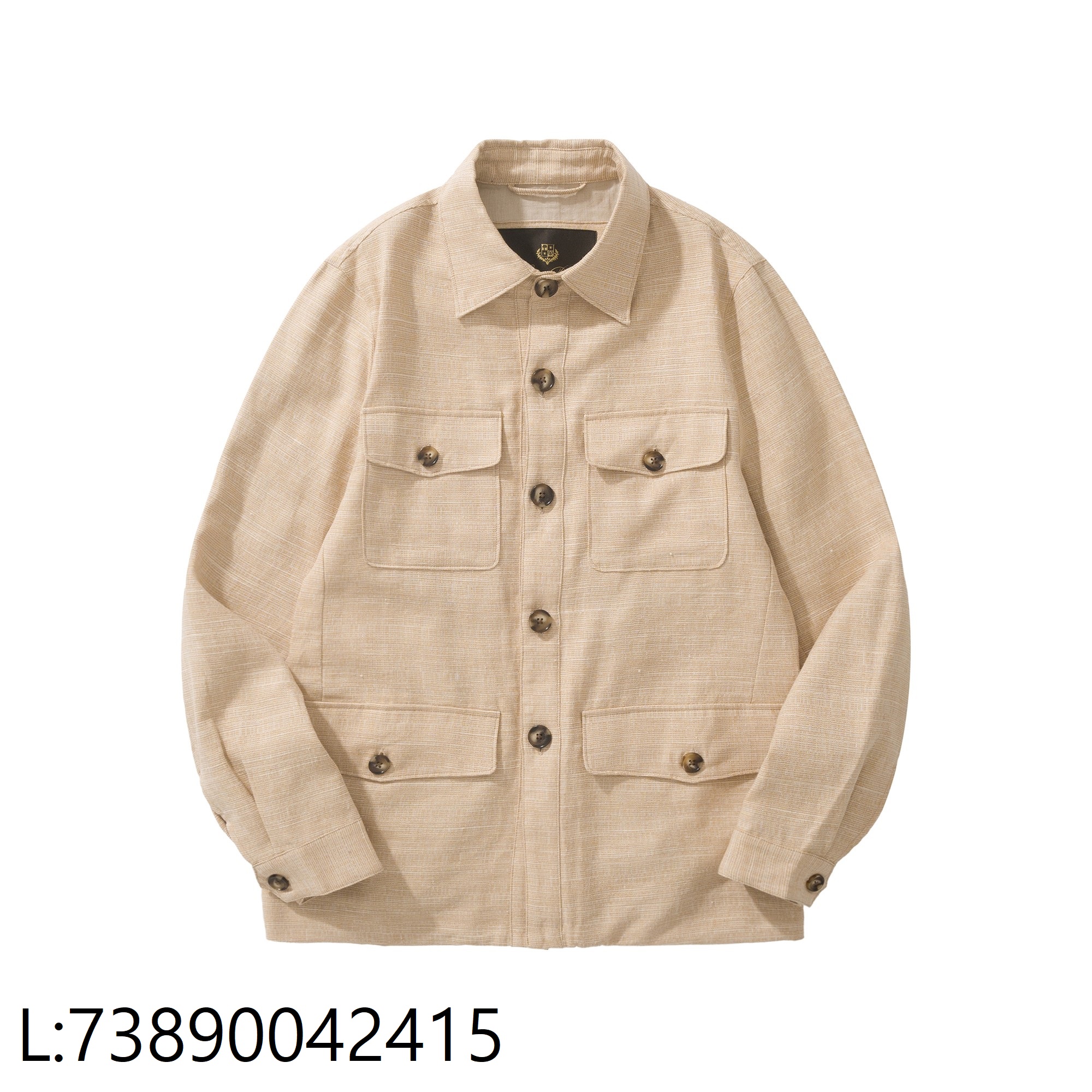 [흰] 로로피아나 멀티포켓 카고 셔츠 자켓 베이지 79%아마 21%실크