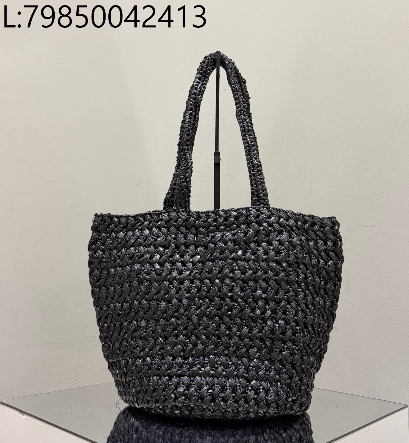 [켄달공장] 더 로우 라피아 토트 숄더백 블랙 42*23*19cm